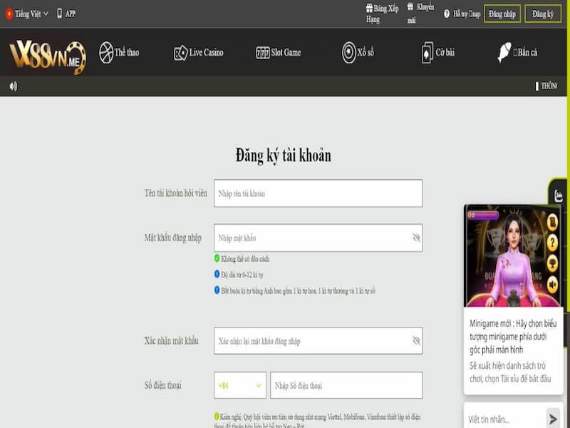 Hướng dẫn đăng ký VX88